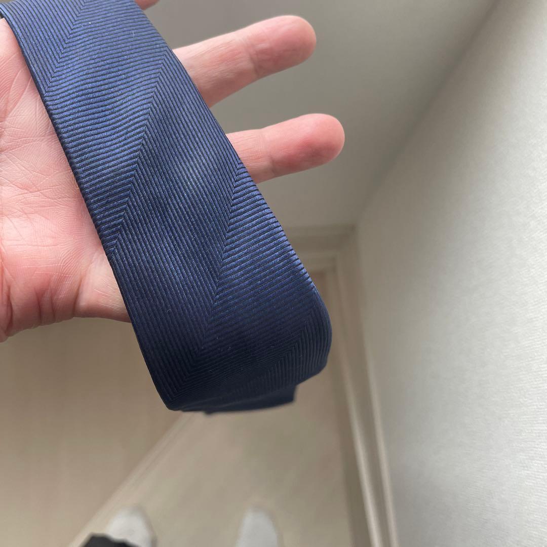 ドレイクス ネクタイ ソリッド ビームスF ブルー ヘリンボーン