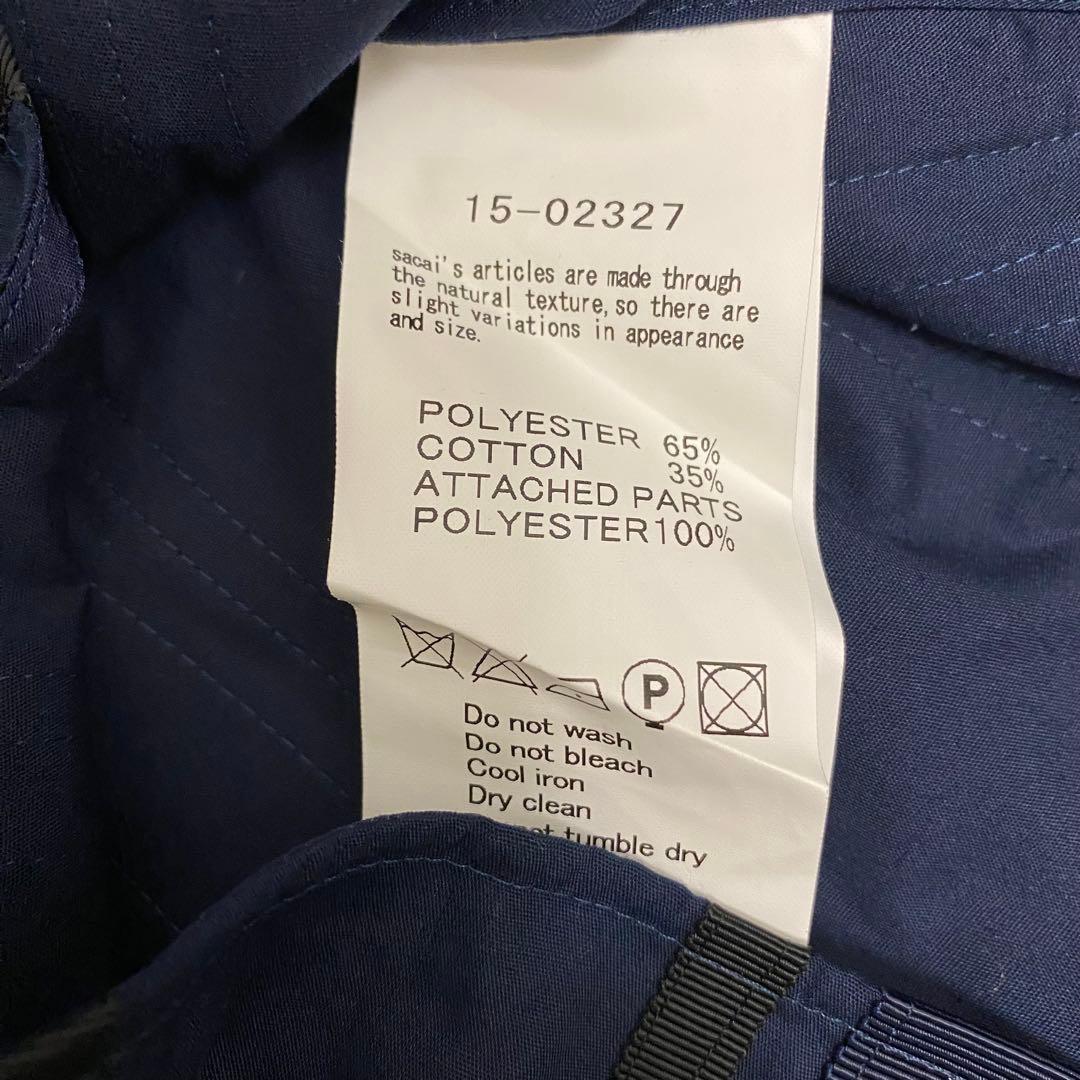 sacai サカイ テープデザイン ストライプ シャツワンピース ネイビー