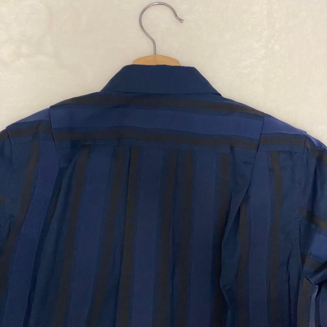 sacai サカイ テープデザイン ストライプ シャツワンピース ネイビー