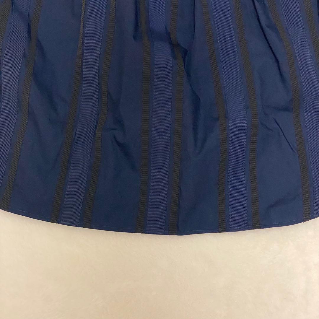 sacai サカイ テープデザイン ストライプ シャツワンピース ネイビー