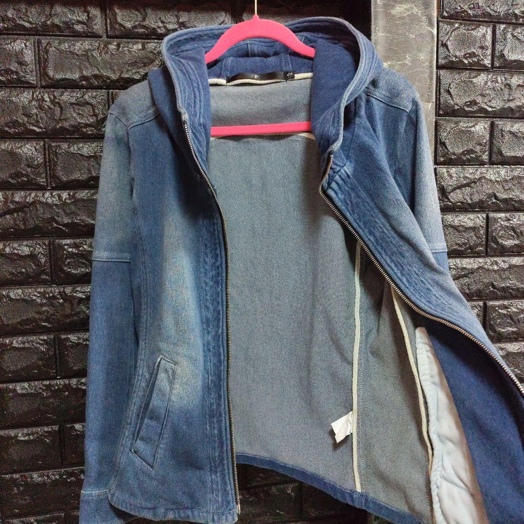 未使用に近い　NOID.　デニムスウェットフーデッドジャケット　USED加工　Ｍ