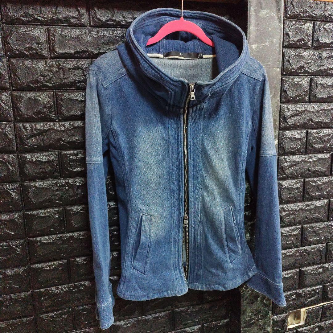 未使用に近い　NOID.　デニムスウェットフーデッドジャケット　USED加工　Ｍ