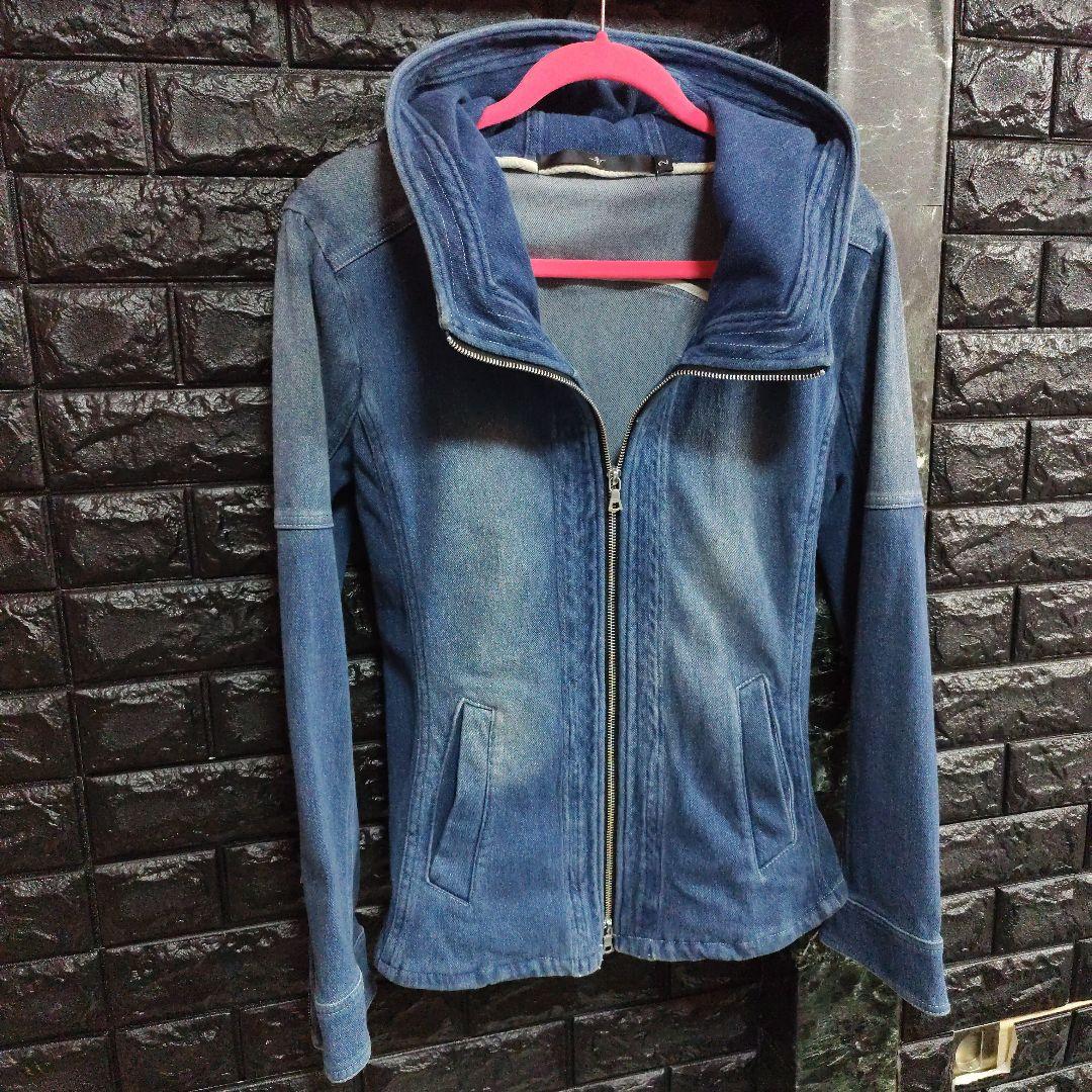 未使用に近い　NOID.　デニムスウェットフーデッドジャケット　USED加工　Ｍ