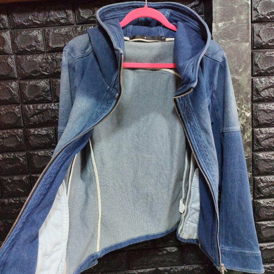 未使用に近い　NOID.　デニムスウェットフーデッドジャケット　USED加工　Ｍ