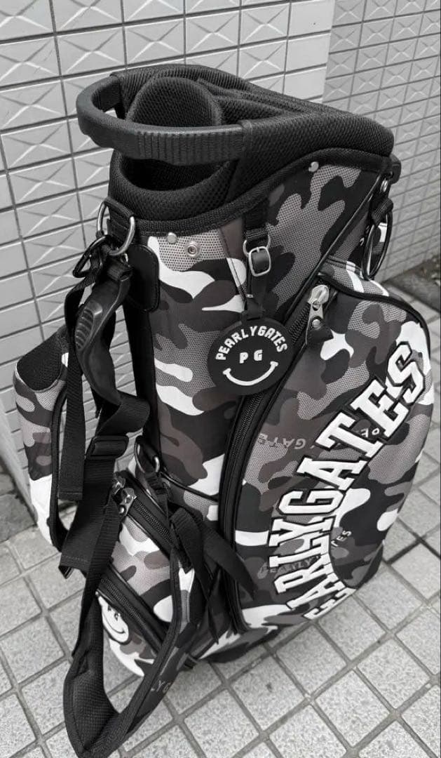 PEARLY GATES 迷彩キャディバッグ 89 白黒　モノトーン