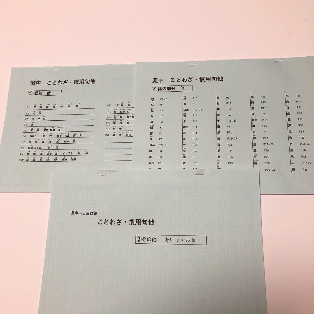 まる　灘中　中学受験　国語 1日目対策資料　4セット