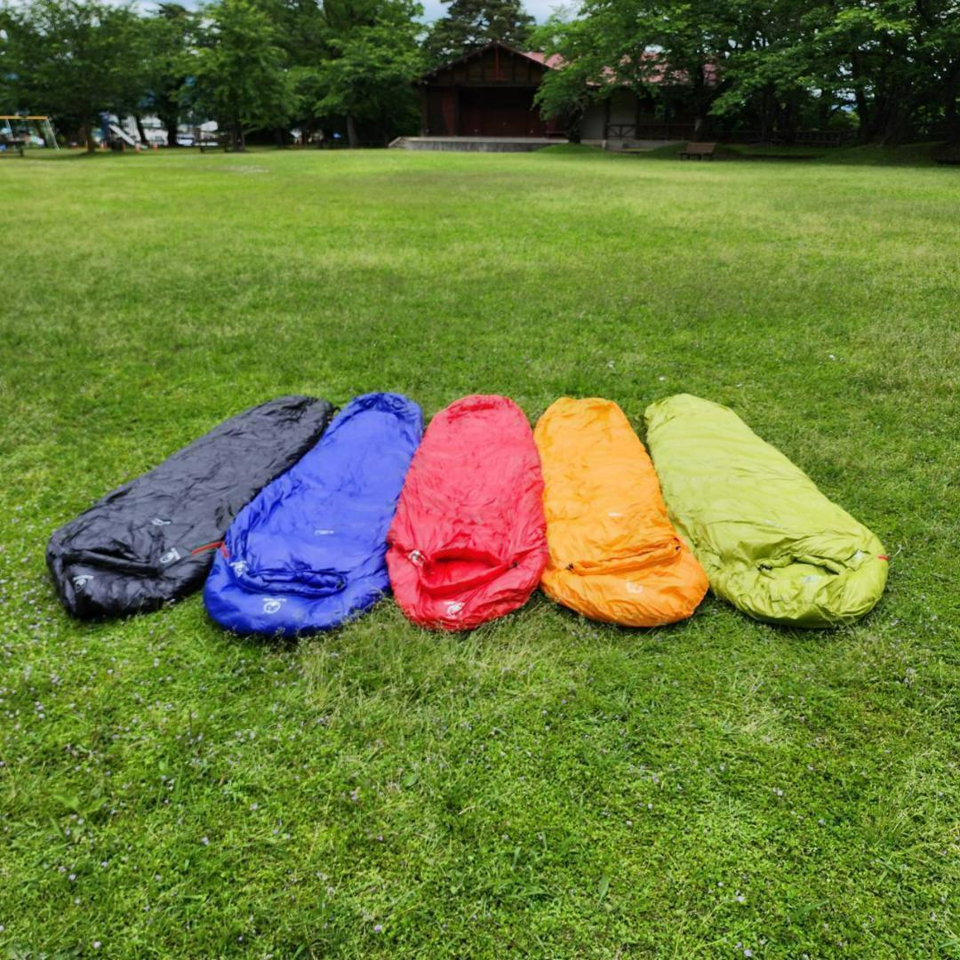 ✨後悔しない寝袋選び✨アウトドア　マミー型寝袋　ダウンシュラフ　ブルー　400g