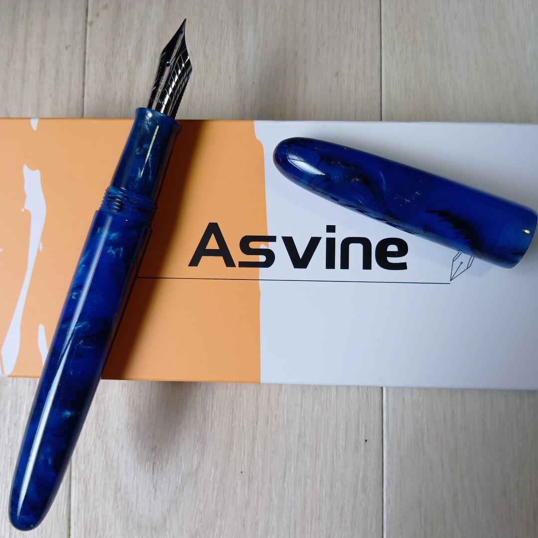 Asvine C80 万年筆　EF字　特大ペン先　コバルトブルー　アズバイン