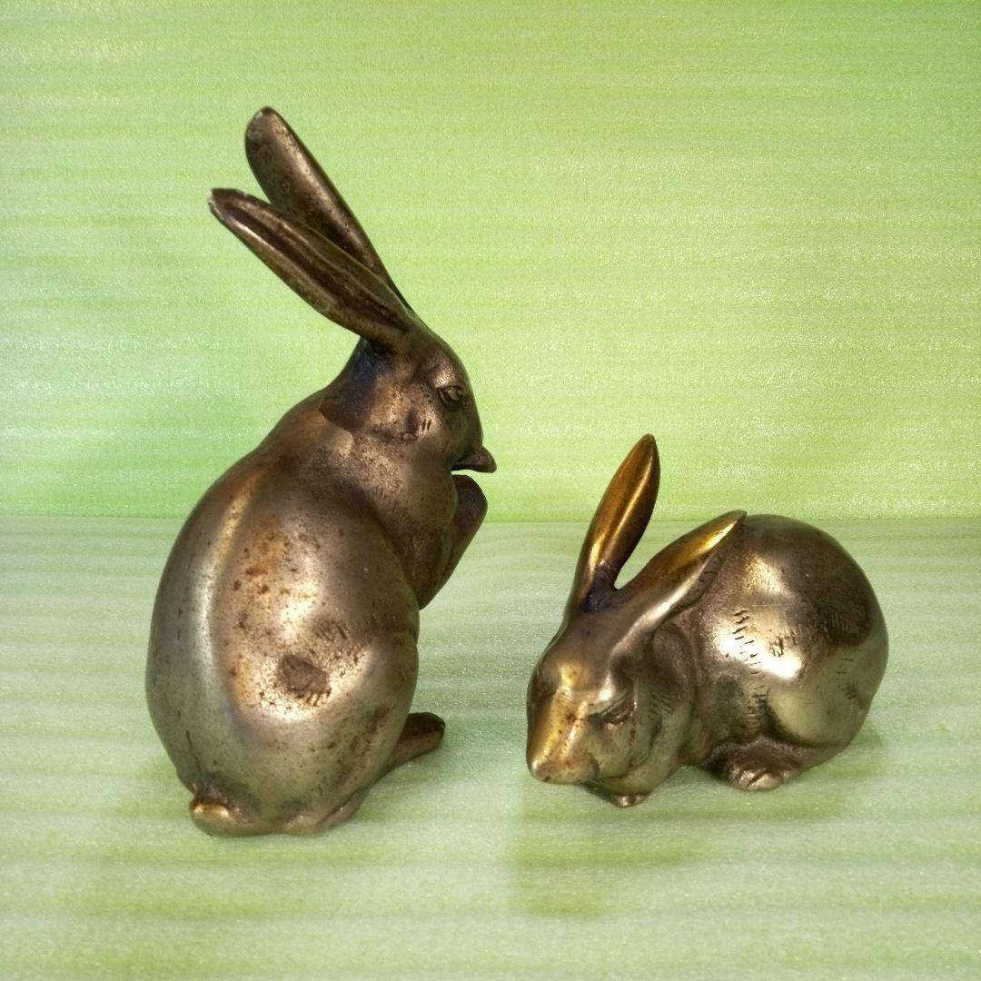 金属製　ウサギの置物　2体セット　おまとめ　まとめ売り　レトロ？　アンティーク？