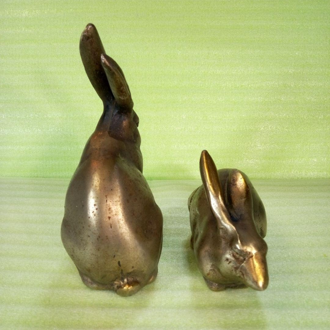 金属製　ウサギの置物　2体セット　おまとめ　まとめ売り　レトロ？　アンティーク？