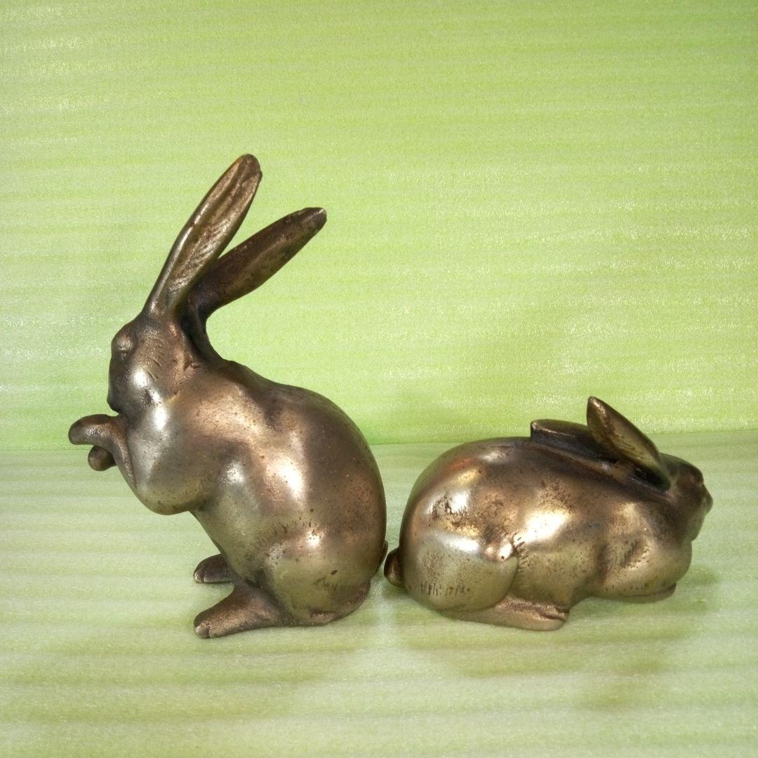 金属製　ウサギの置物　2体セット　おまとめ　まとめ売り　レトロ？　アンティーク？