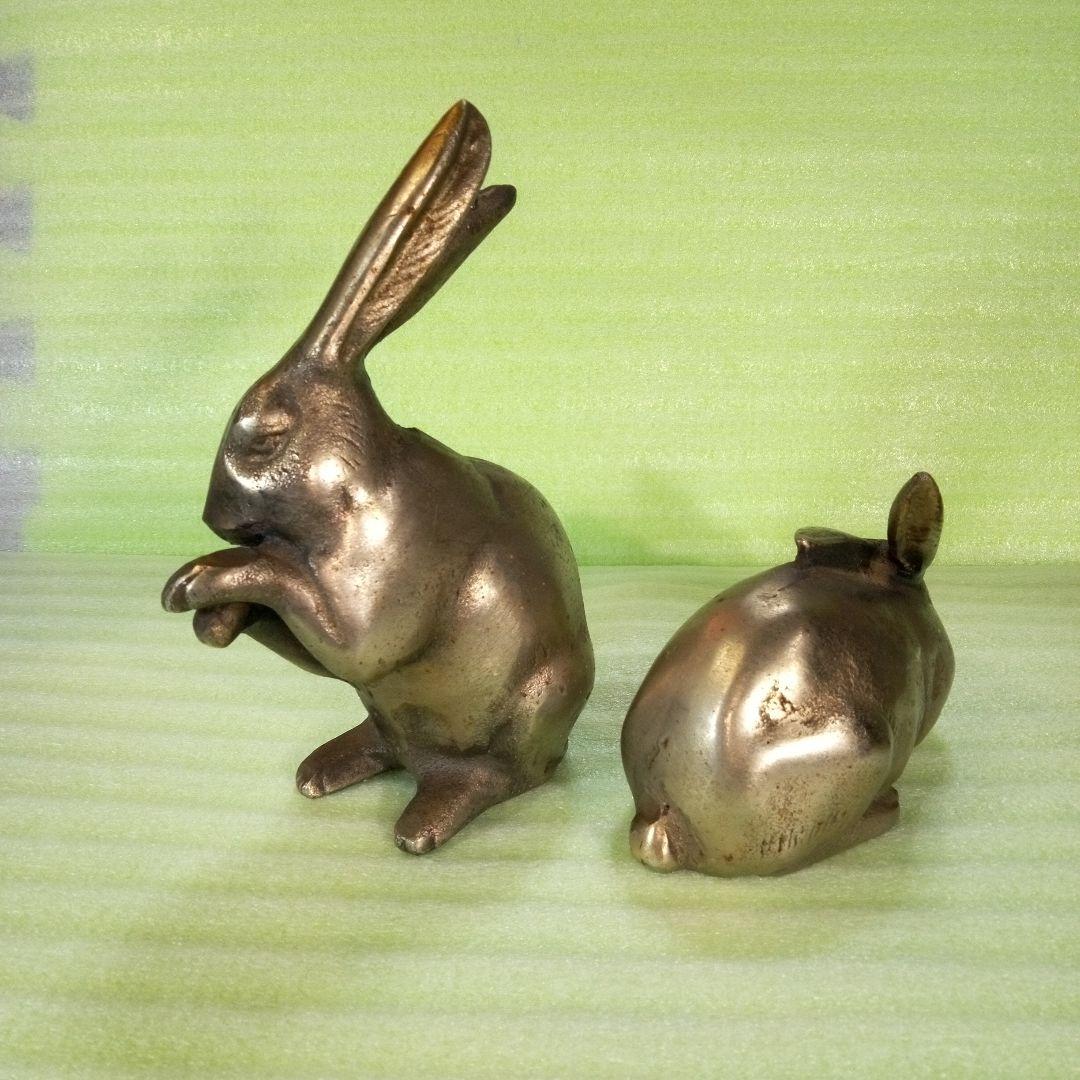金属製　ウサギの置物　2体セット　おまとめ　まとめ売り　レトロ？　アンティーク？