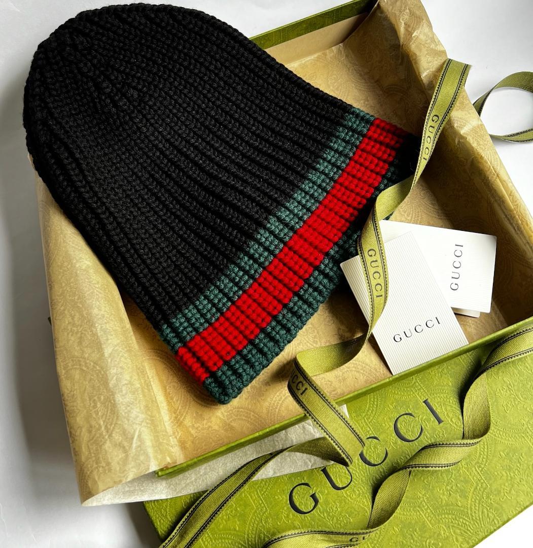 ✨未使用美品✨グッチ GUCCI ウェブ ストライプ付き ウール ハット男女兼用