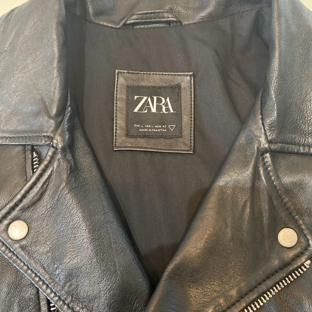 ZARA ブラック レザー ダブルライダースジャケット 羊革