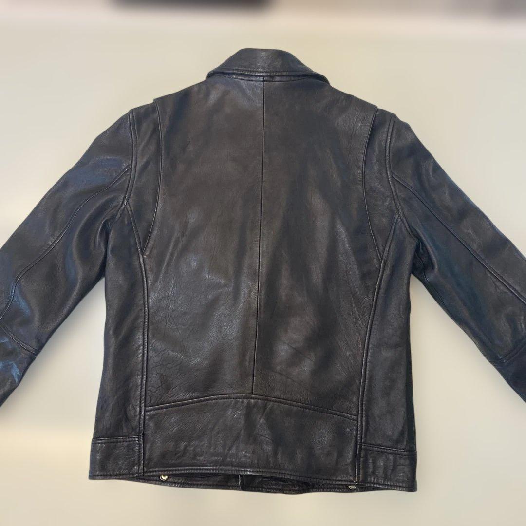 ZARA ブラック レザー ダブルライダースジャケット 羊革