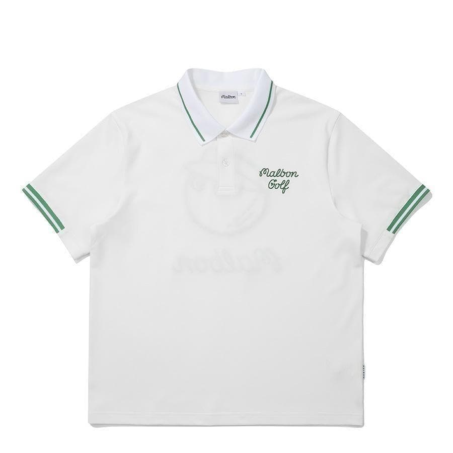 マルボンゴルフ ポロシャツ malbon golf メンズ 半袖 シャツ 白色L