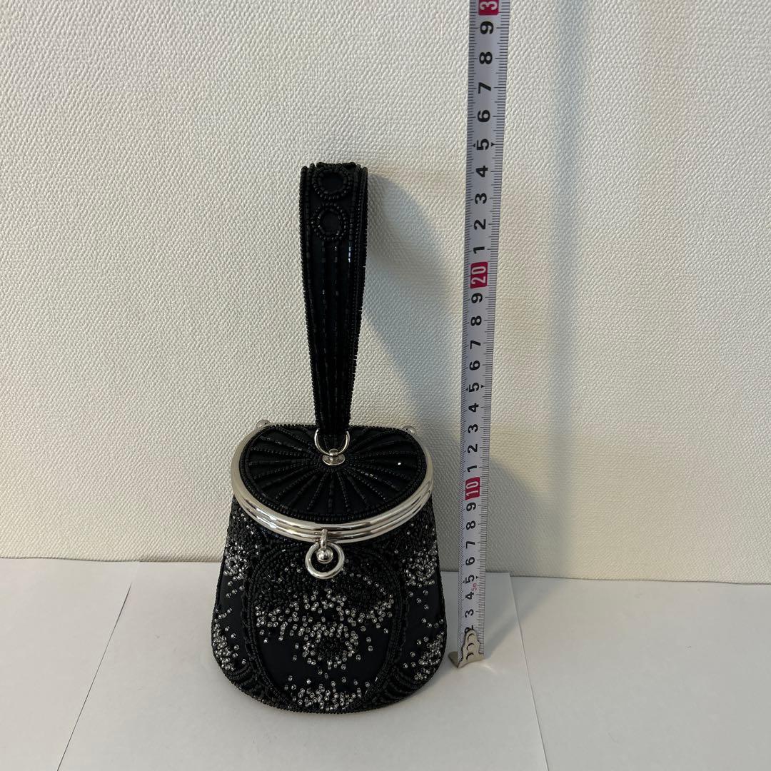 ビーズ装飾 ブラック パーティーバッグ