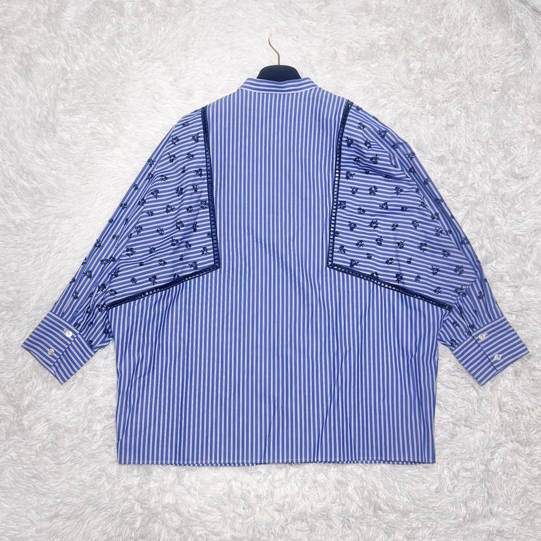 美品 UNITED ARROWS エンブロイダリー コンビ ドルマンブラウス