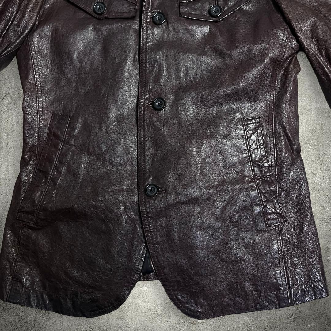 メンズファッション♪A.S.M シングルライダース レザーシャツジャケット