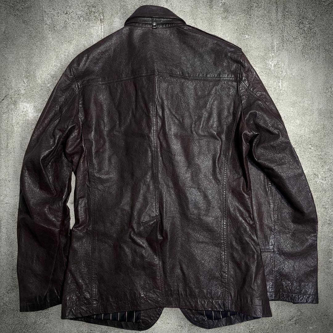メンズファッション♪A.S.M シングルライダース レザーシャツジャケット