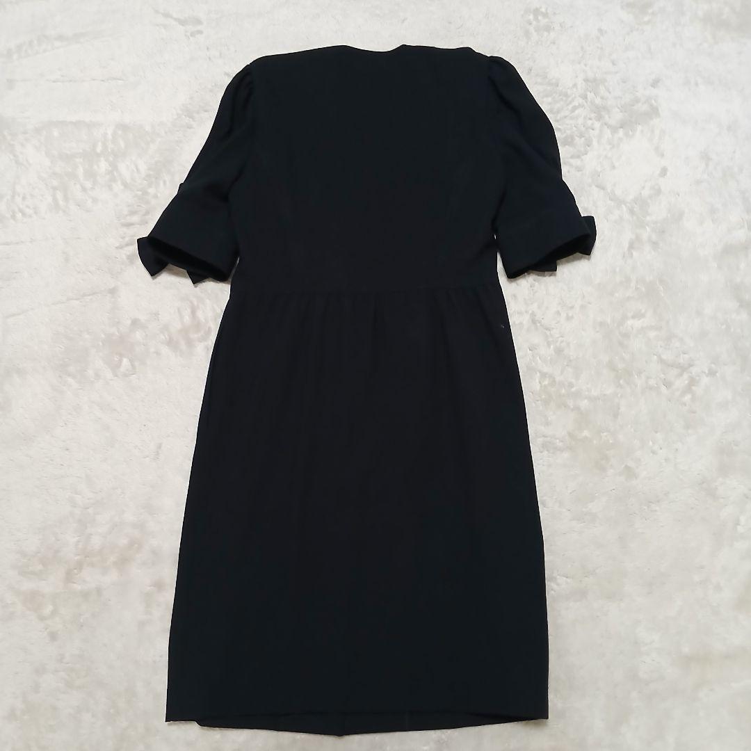 【極希少/美品】ESCADA 金釦 ノーカラーシャツワンピース リボンスリーブ