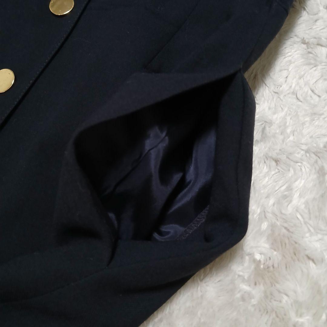 【極希少/美品】ESCADA 金釦 ノーカラーシャツワンピース リボンスリーブ