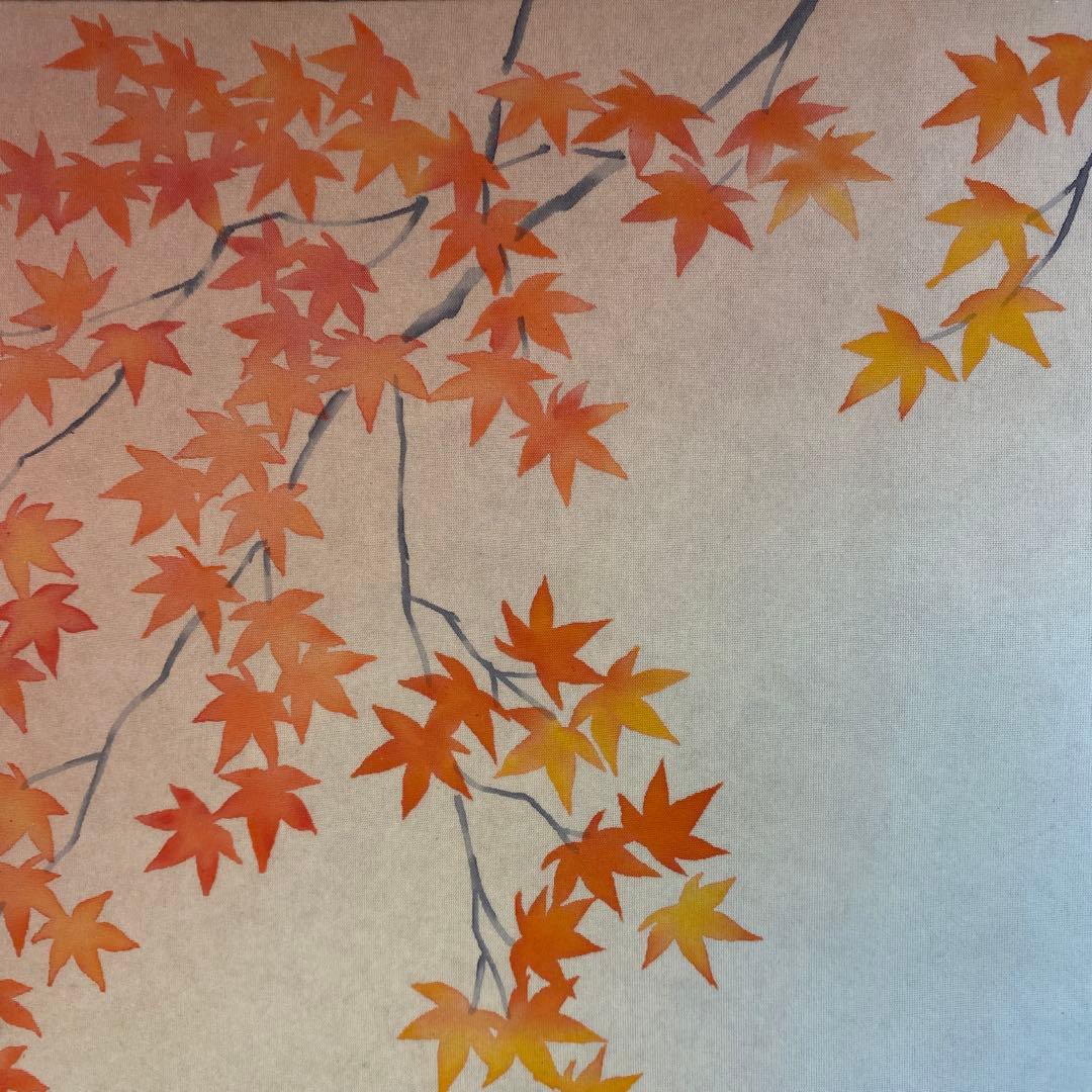 美品 掛け軸 田中静水作 古都図 共箱 秋掛け 紅葉 おもてなし