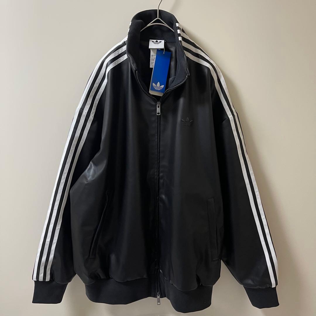 新品3XL】窪塚洋介 アディダス フェイクレザージャケットトップ プレザー3S黒
