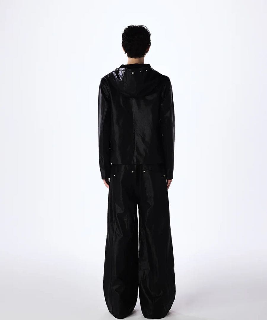 ジャケット・アウター Leather Hooded Jacket Jent Louis