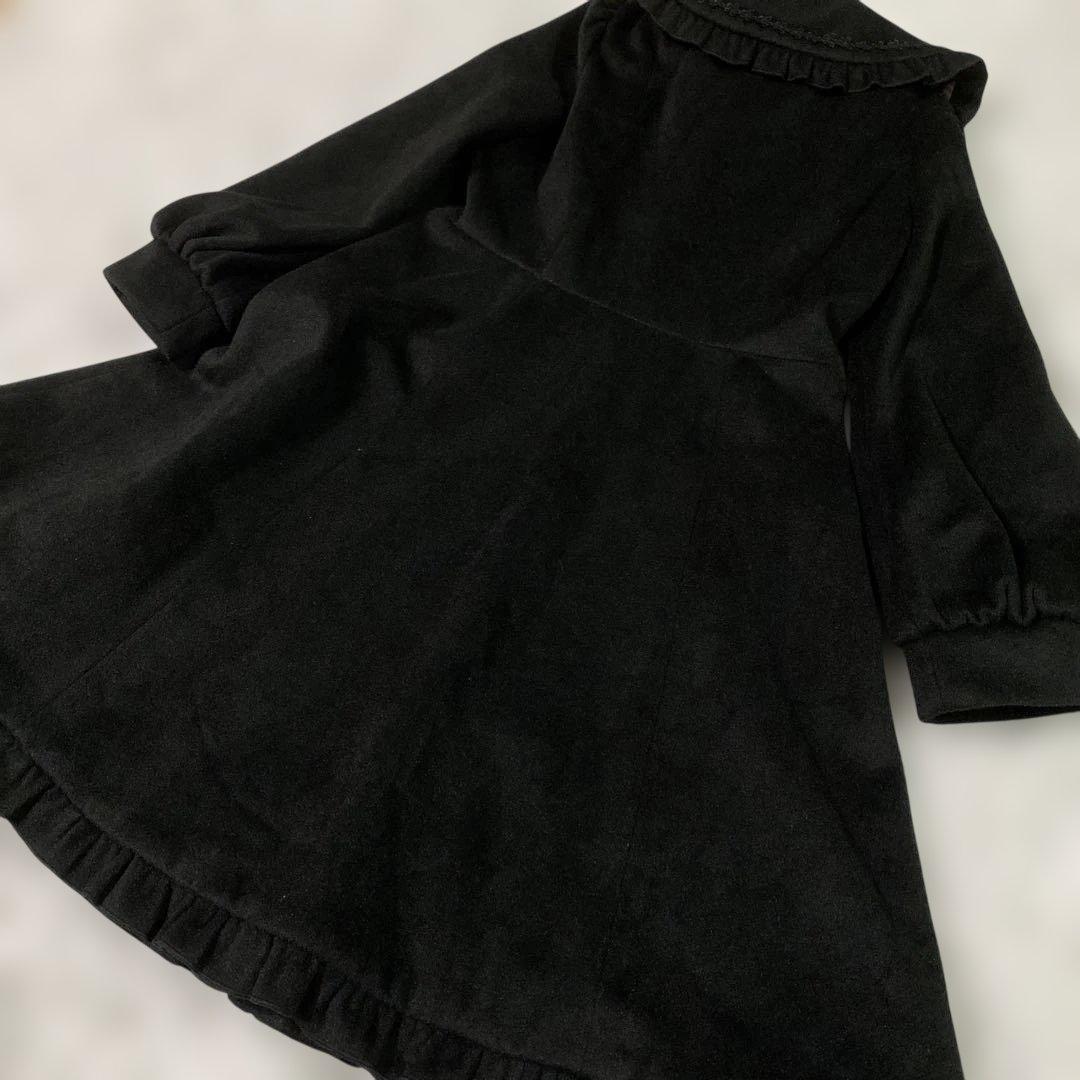 ♡美品♡アクシーズファムカワイイ　ロングコート　ブラック　フリル　M パール