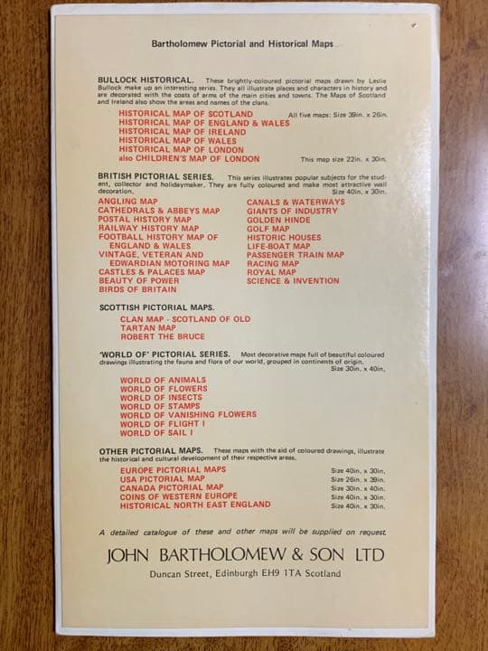England Football Map BARTHOLOMEW社製'70年代