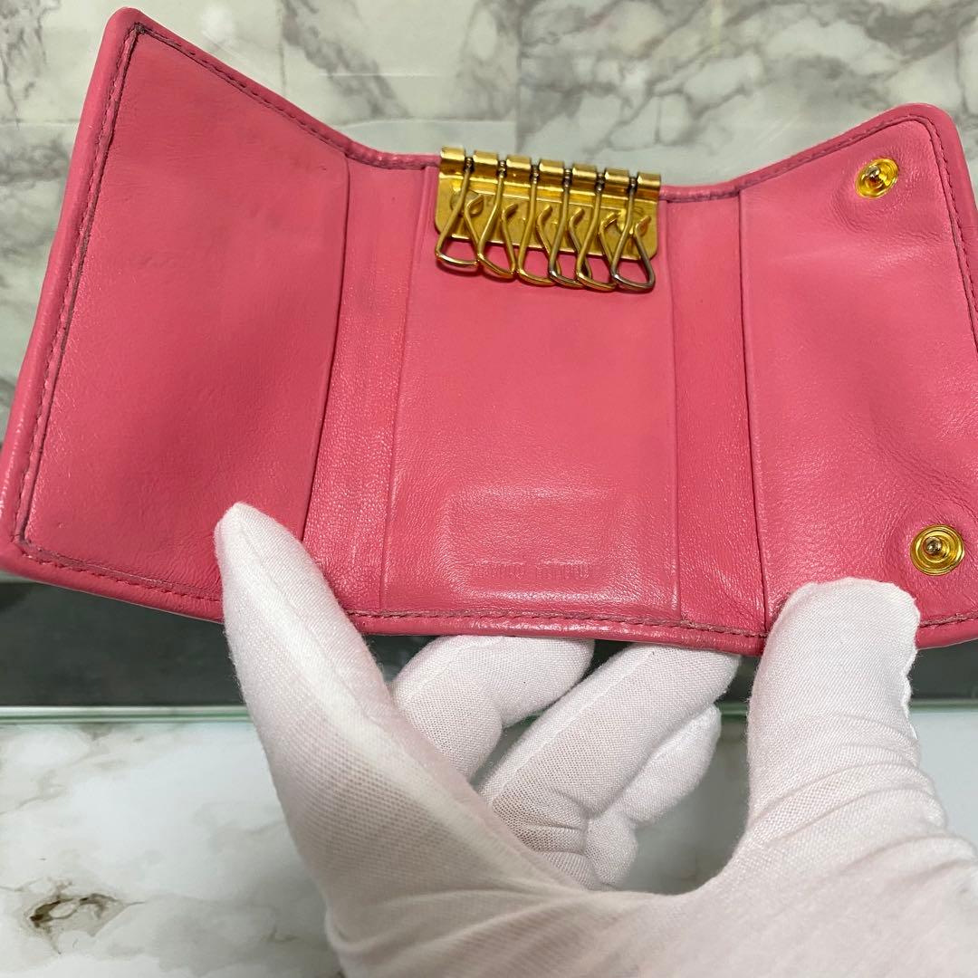 MIUMIU ミュウミュウ キーケース 6連 ピンゴールド 金 本革 レザー