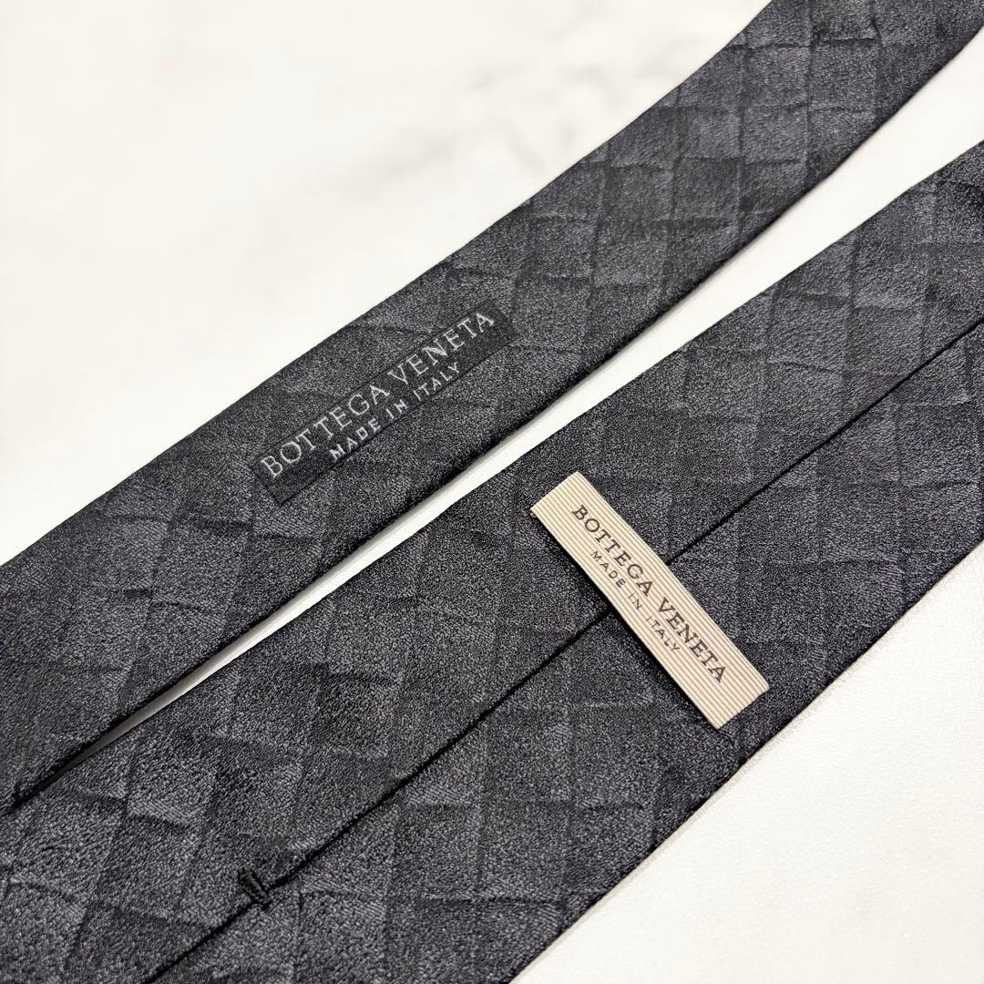 Bottega Veneta シルク100% ネクタイ イントレチャート 黒