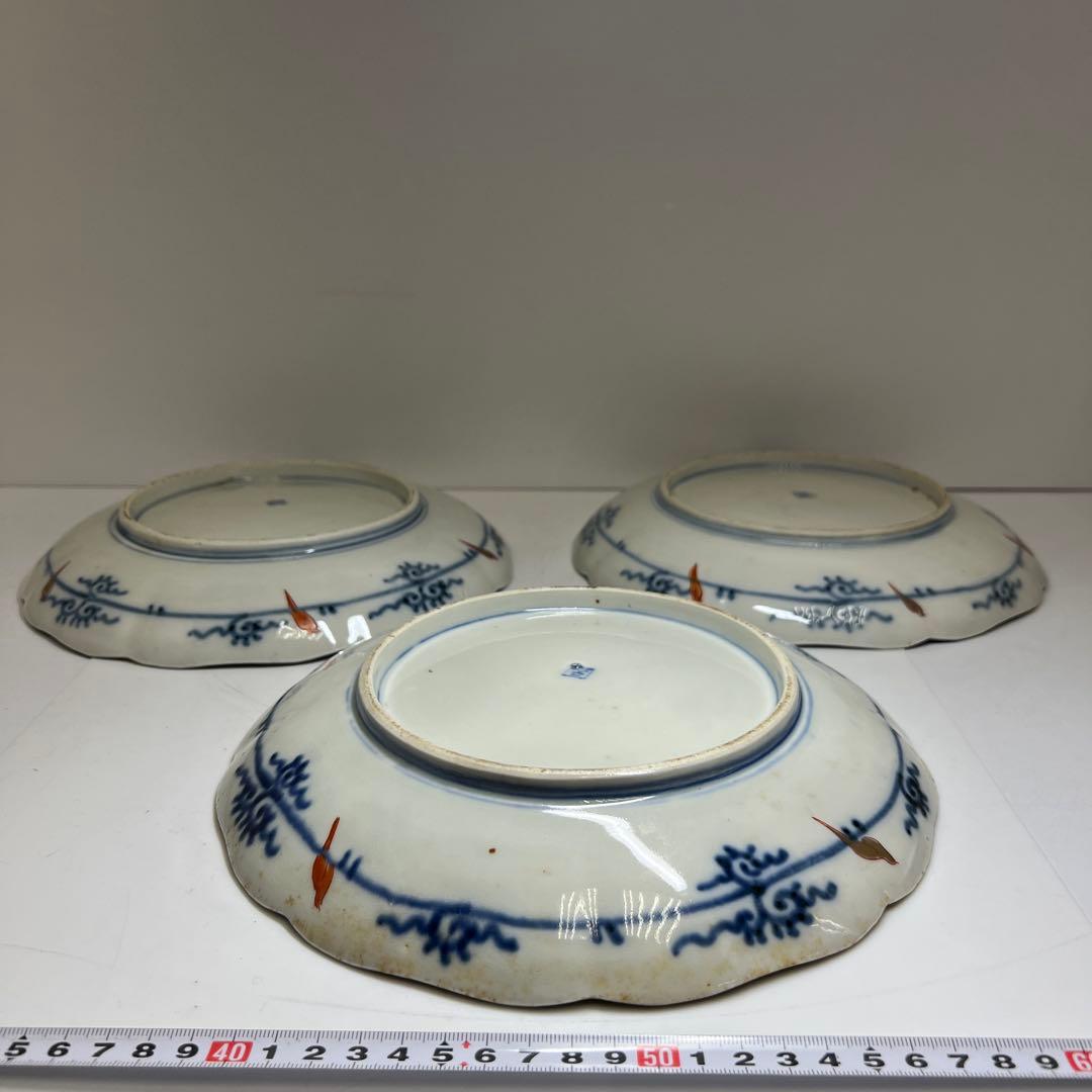 古伊万里　江戸後期　極彩色八寸皿　幅約24.5㎝　東Y8-0220①