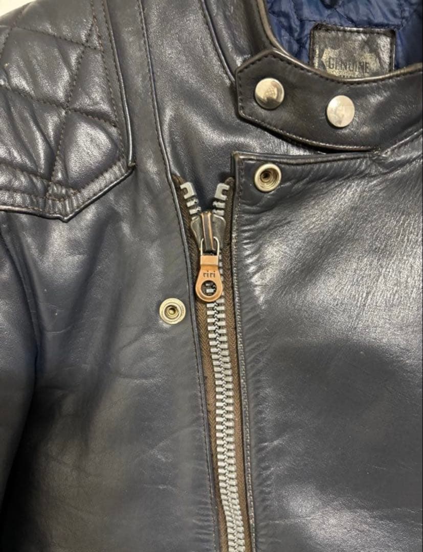やすのり【美品】80sルイスレザー　スーパーモンザ　38 ネイビー