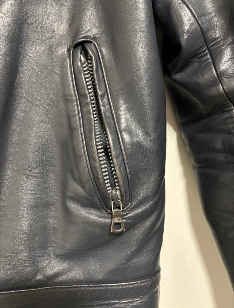 やすのり【美品】80sルイスレザー　スーパーモンザ　38 ネイビー