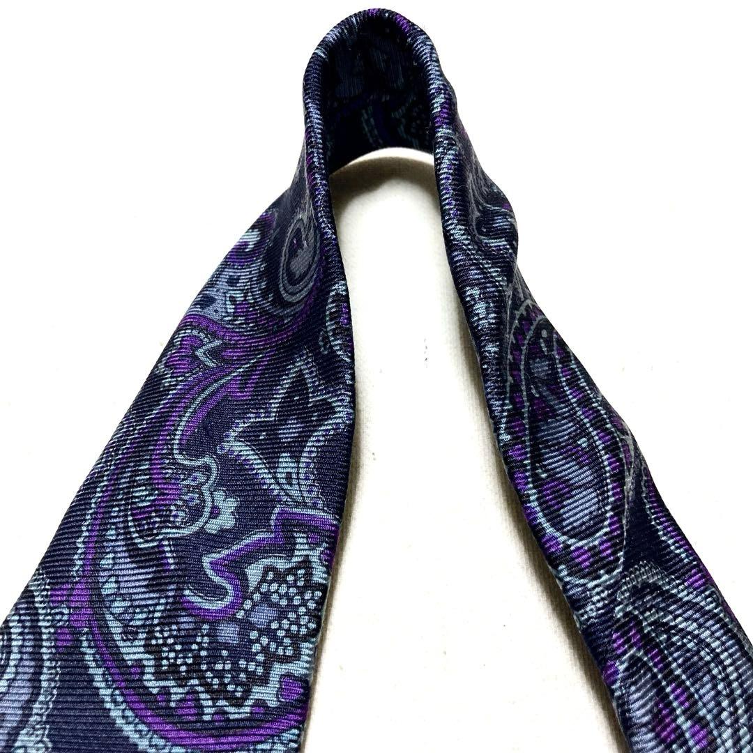 エトロ ETRO ペイズリー 植物柄 パープル 紫 シルク 高級 ネクタイ