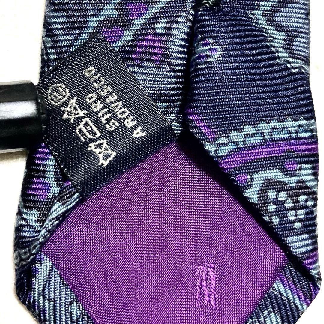 エトロ ETRO ペイズリー 植物柄 パープル 紫 シルク 高級 ネクタイ