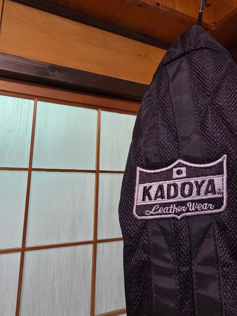 KADOYA 黒 メッシュ シングルライダースジャケット