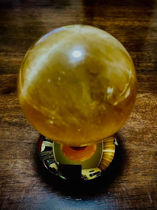 富と幸運の象徴石 天然石 黄水晶 丸玉 風水置物