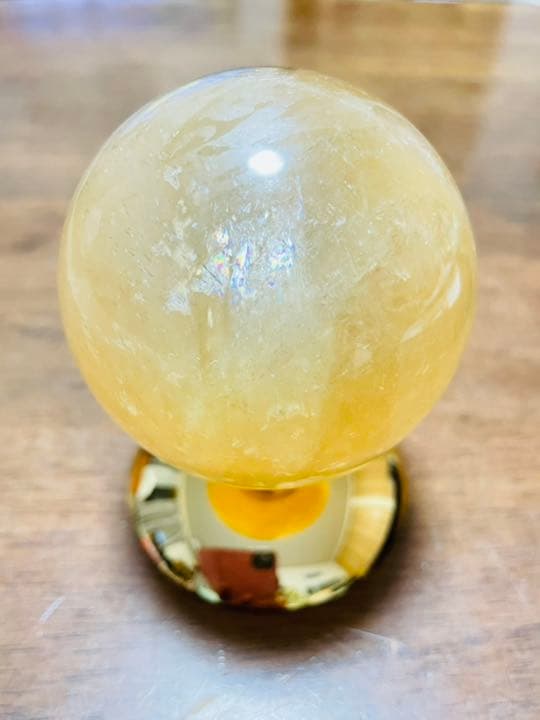 富と幸運の象徴石 天然石 黄水晶 丸玉 風水置物