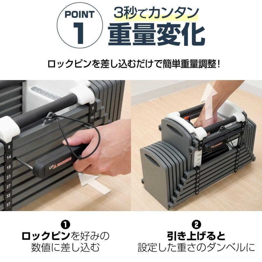 パワーブロック ダンベル 可変式ダンベル 42kg 2個セット 2393