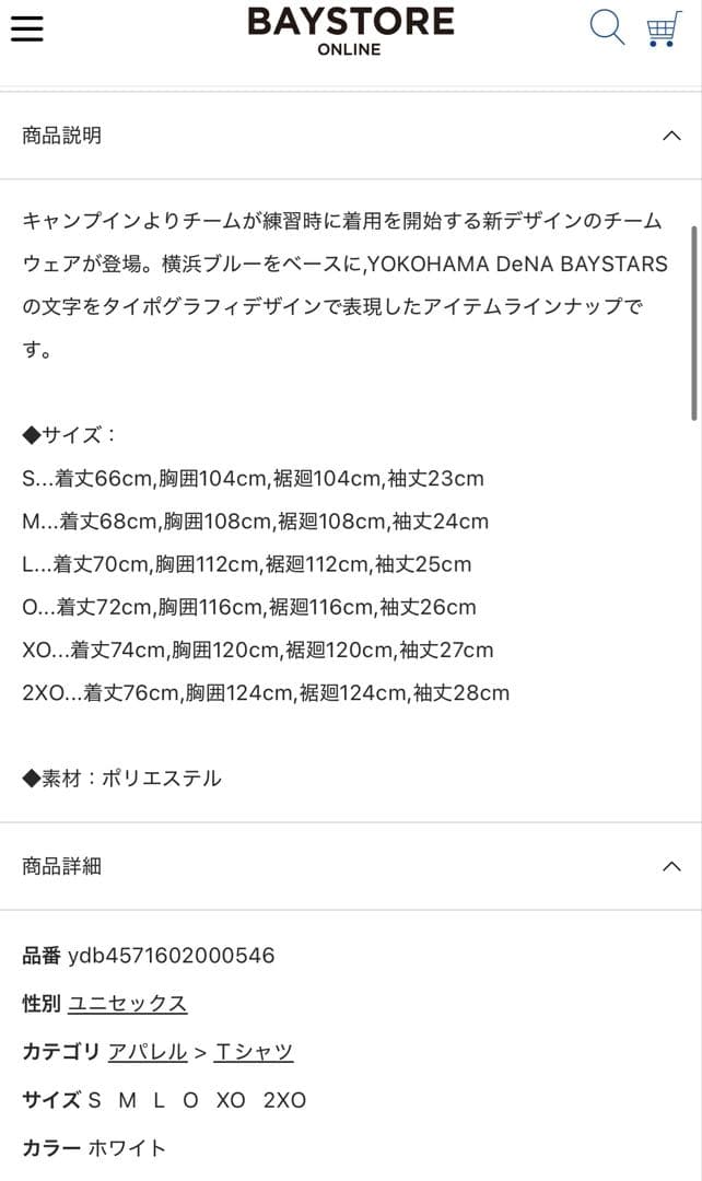 オーセンティックチームウェア　横浜DeNAベイスターズ　Tシャツ　サイズO