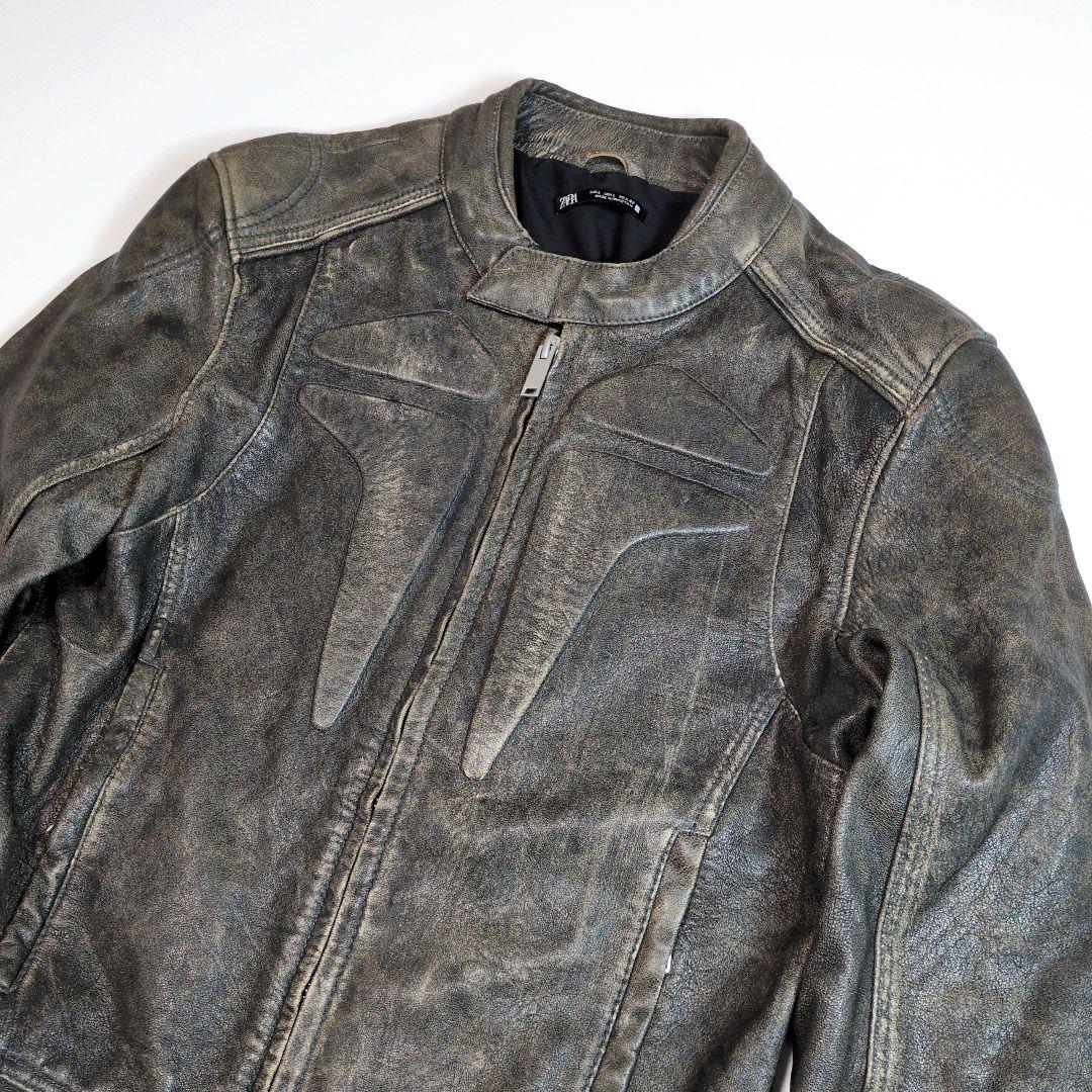ZARA ザラ ライダース ラムレザー ダメージ加工 バイクウェア プロテクター