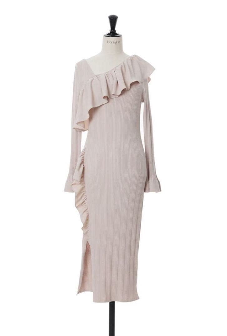 ワンピース Her lip to Ruffle Wrap Rib Knit Dress M