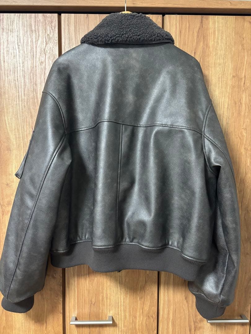 ZARA フェイクレザー　デタッチャブルネックジャケット(ブルゾン ボア襟付き)