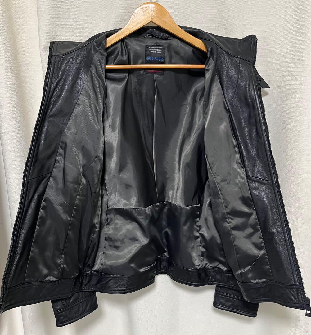 ニコルクラブフォーメン 山羊革 レザー ライダースジャケット 黒 サイズ50