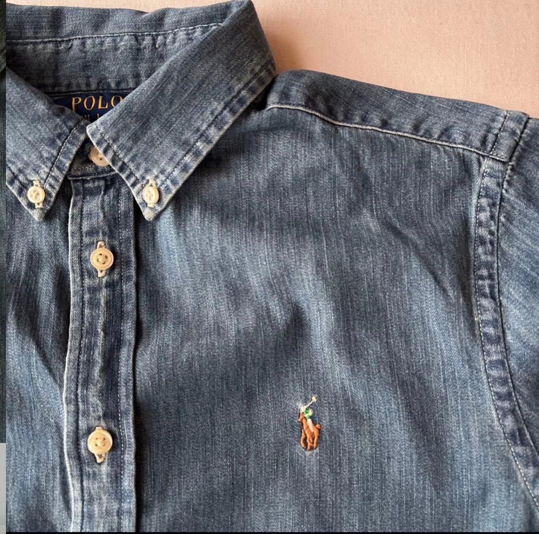 B374新品Polo Ralph Laurenシャンブレーシャツ長袖デニム(M)