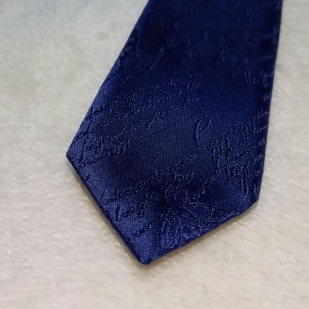 極美品■ベルルッティ　ネクタイ　カリグラフィー　ブルー系　Berluti