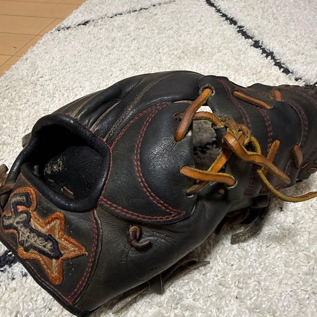 Sブランド ブラックレザー 硬式軟式共用グローブ